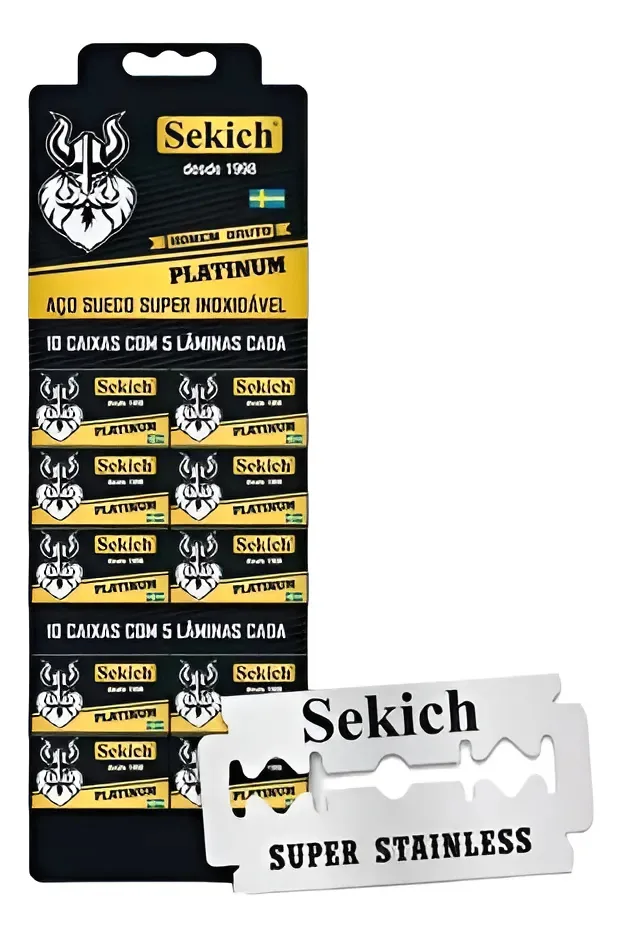 Lâmina De Barbear Sekich Platinum Sueca Cartela 50 Unidades