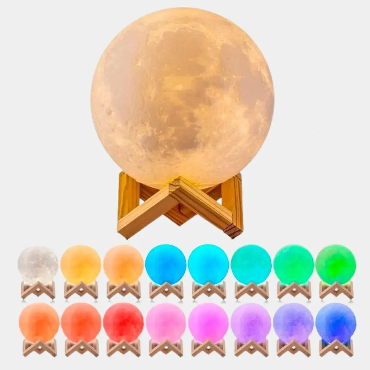 Abajur Lua Cheia 3d Umidificador De Ar E Difusor Aromas Rgb