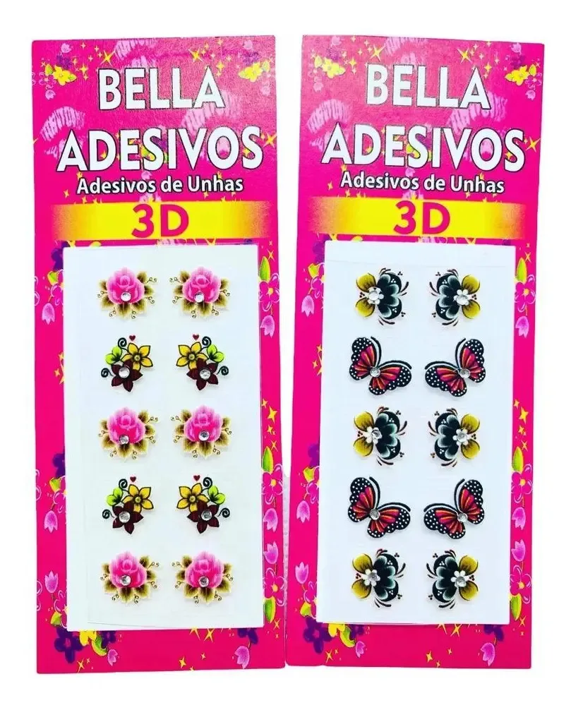1000 Peliculas Kit Adesivos De Unha 3d Bella Adesivos