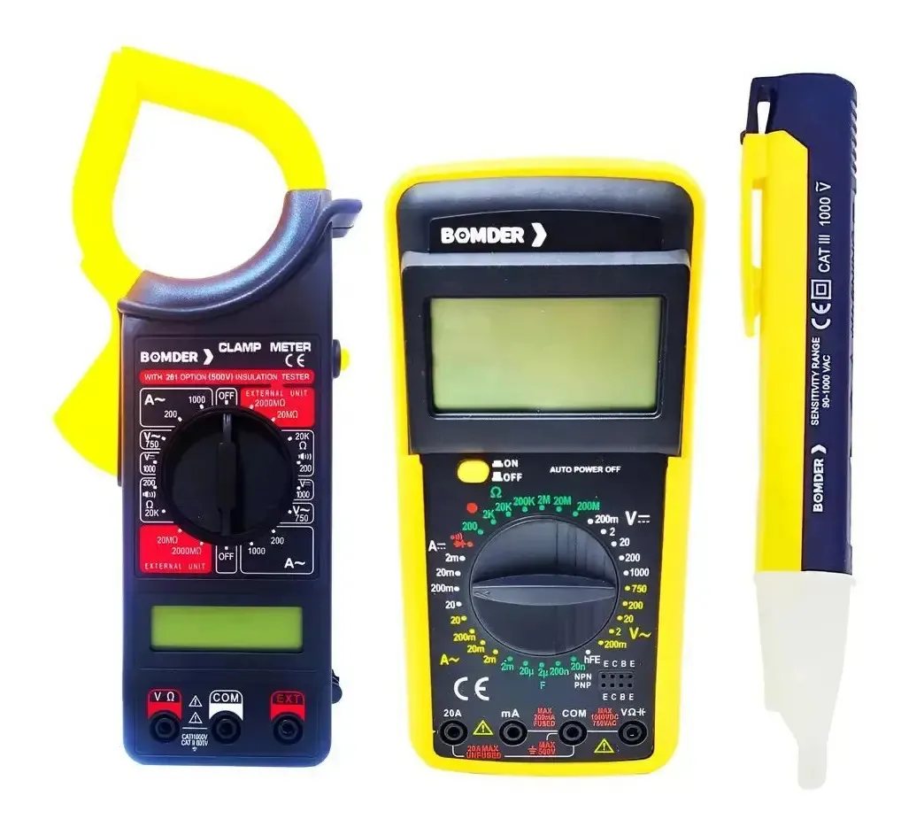 3x Multimetro Digital + Caneta Tensão + Alicate Amperimetro