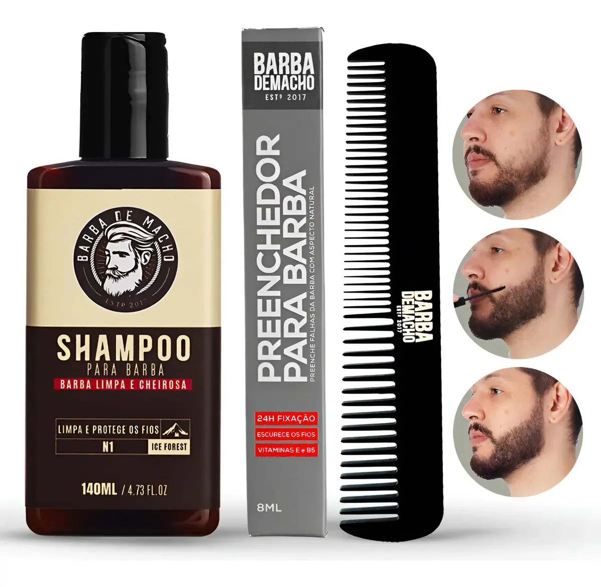 Kit Escurecedor Falhas + Shampoo Ice Forest Barba De Macho