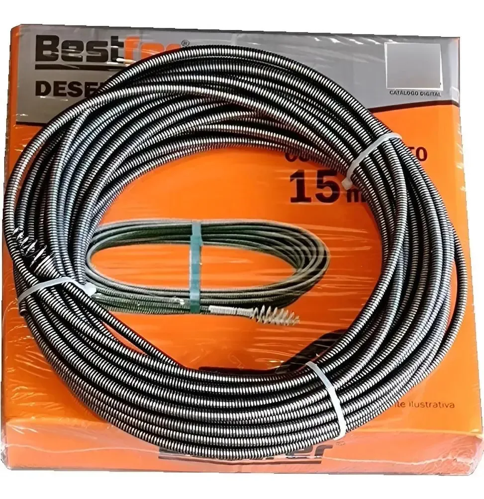 2x Desentupidor Manual Molas 15m Ralos Tubos Esgotos Calhas