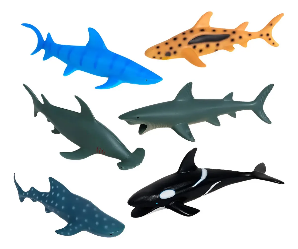 Miniaturas Emborrachadas Shark 6 Tubarões Marinhos Coleção