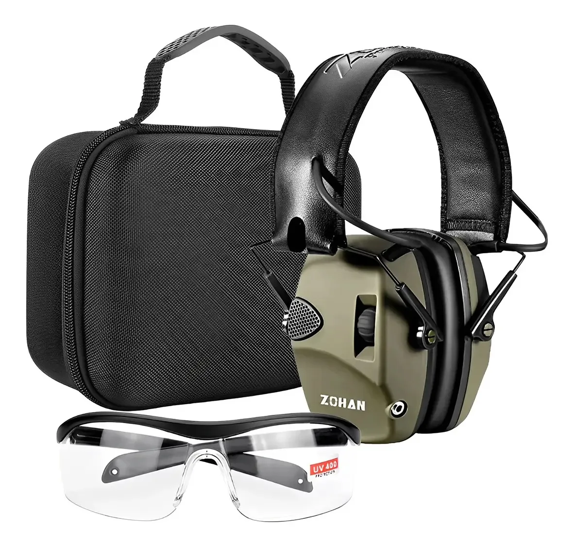 Abafador Eletrônico Zohan Tiro Esportivo Kit Case E Óculos Cor Verde
