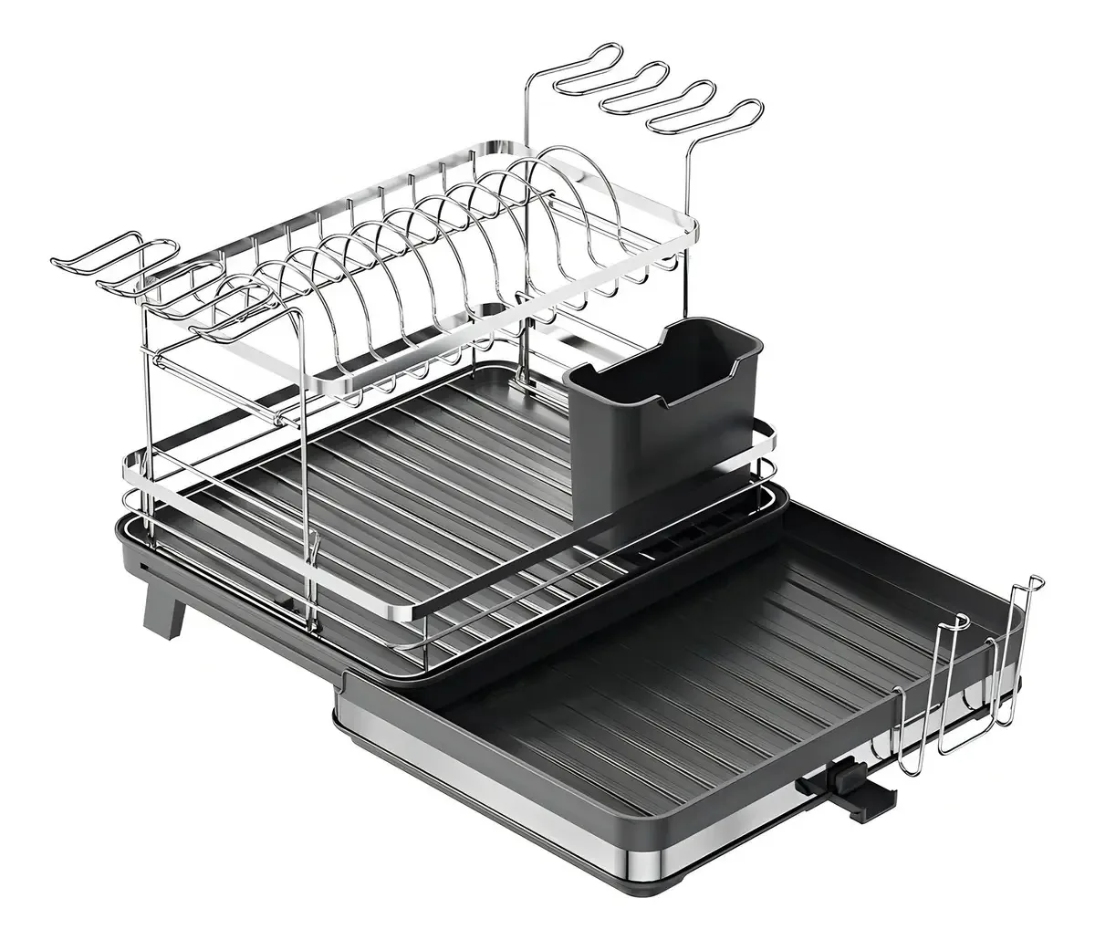 Life Escorredor Louça Pratos 2camadas P/cozinha Preto