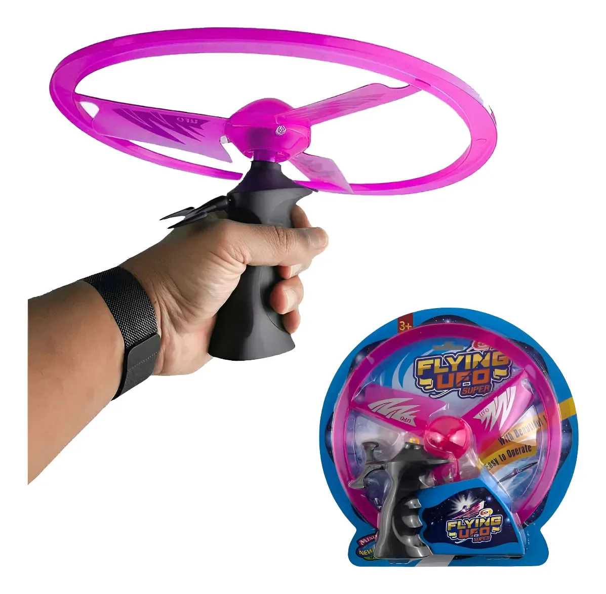 Disco Voador Drone Divertido Ufo Com Luz Led Voa De Verdade Cor Rosa