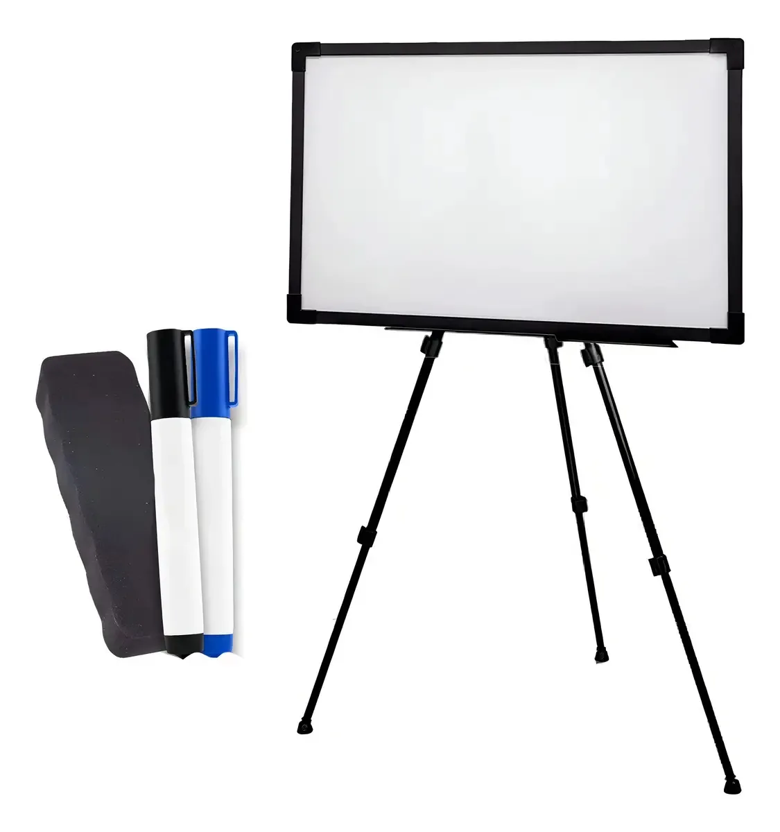 Cavalete Tripé Stalo de Aço Dobrável e Quadro Branco 120x80cm com Kit Canetas e Apagador