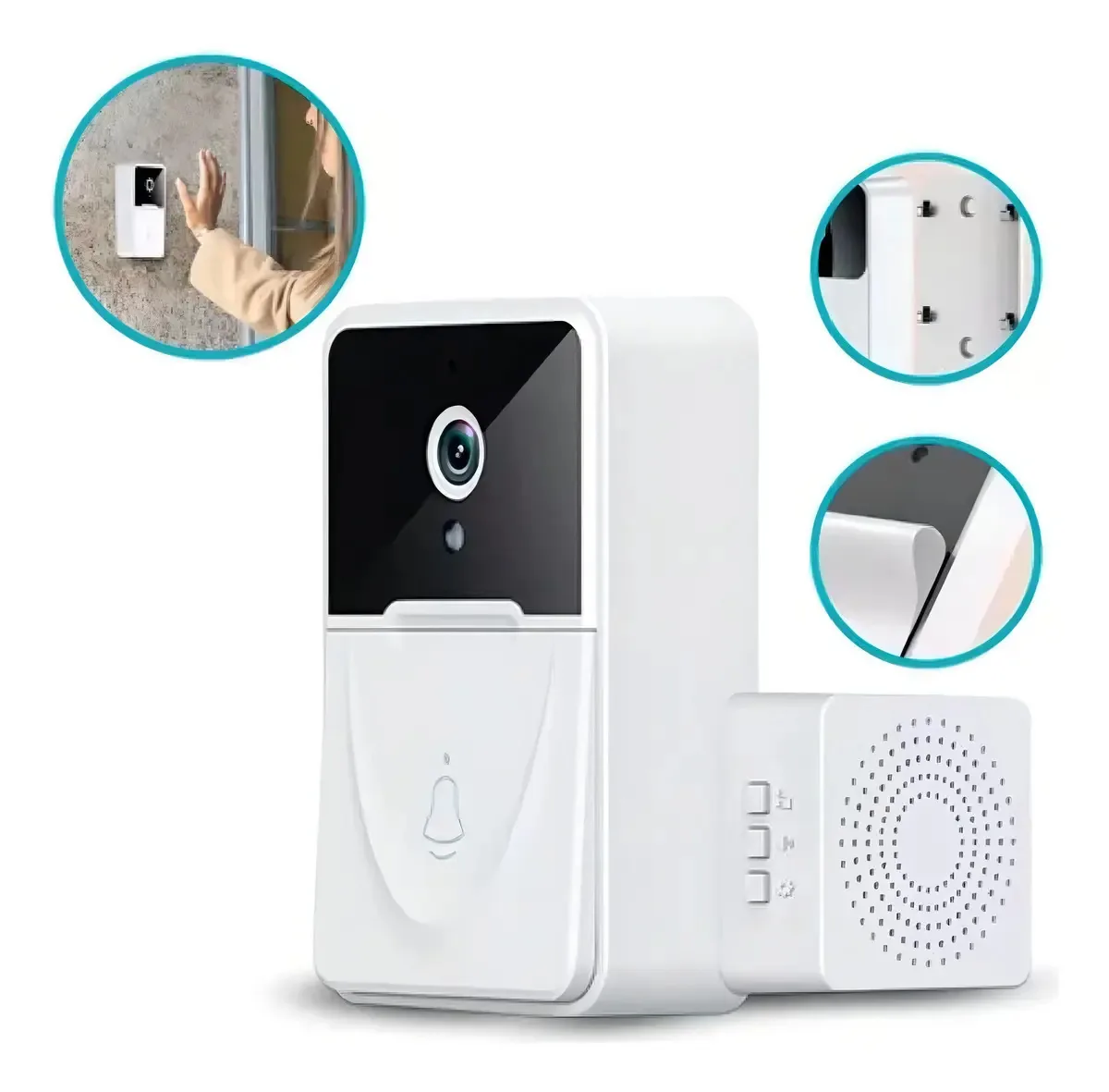 Vídeo Porteiro Wi-Fi Câmera Visão Noturna Áudio Bidirecional Externa
