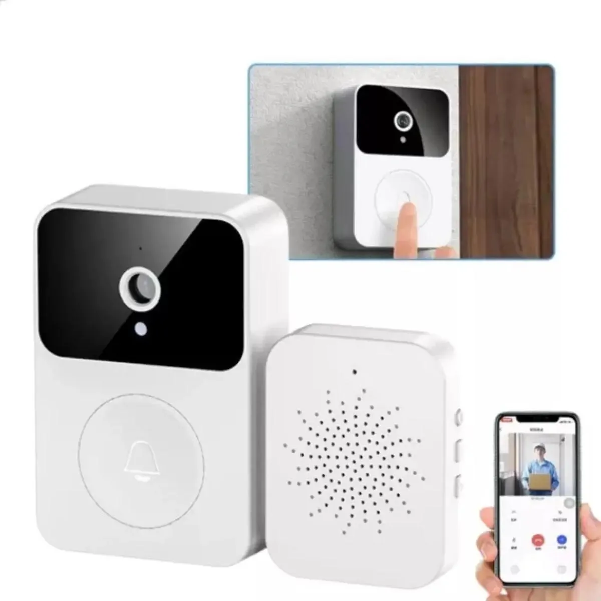 Campainha Interfone Wi-Fi À Prova D'Água X9 Com Câmera e Áudio Bidirecional