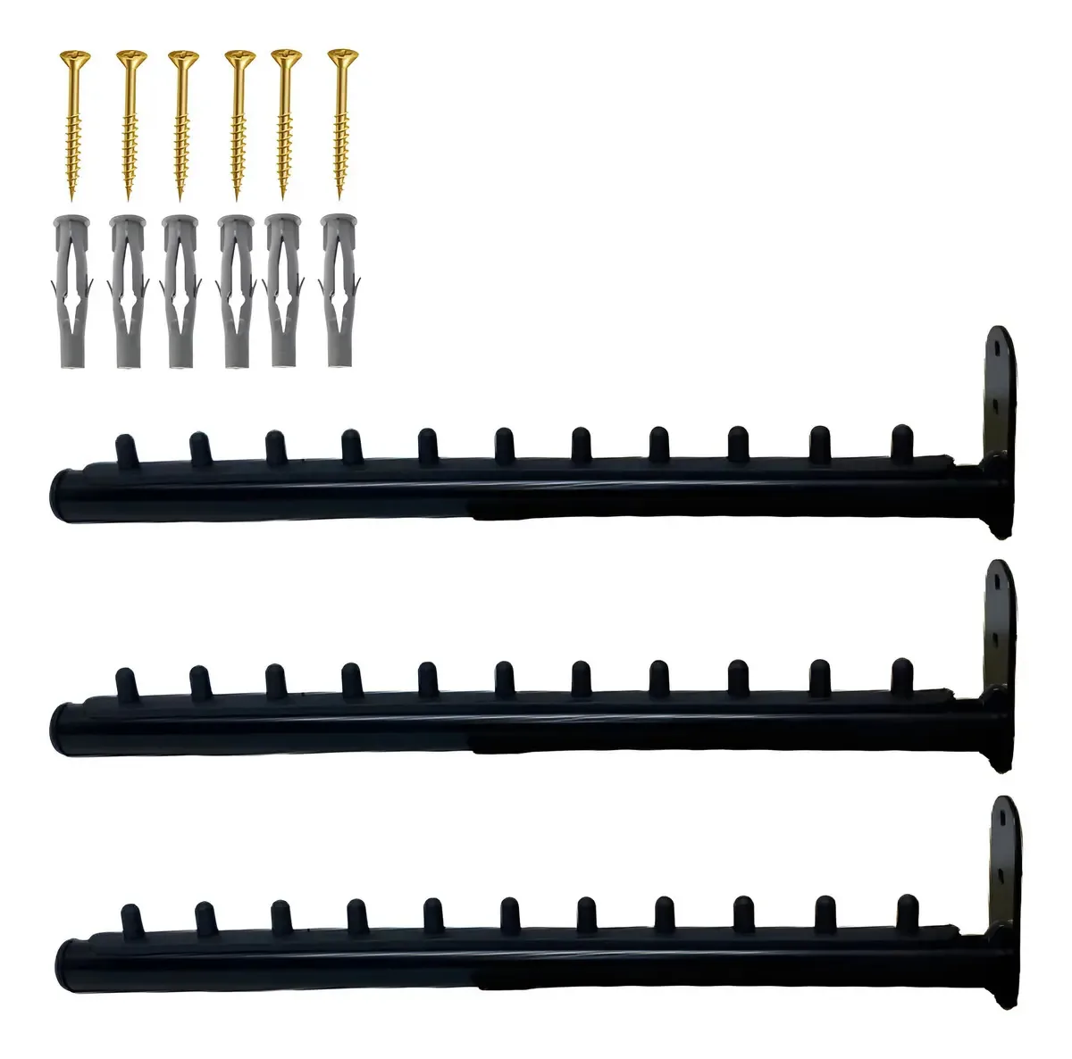 Cabideiros STEEL PRIME Araras Rt Fixas de Parede 40cm De parede Preto