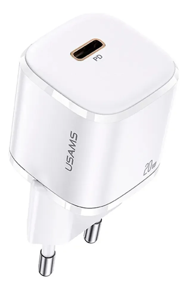 Carregador De Parede Usams 20w Pd 1x Porta Tipo C Branco