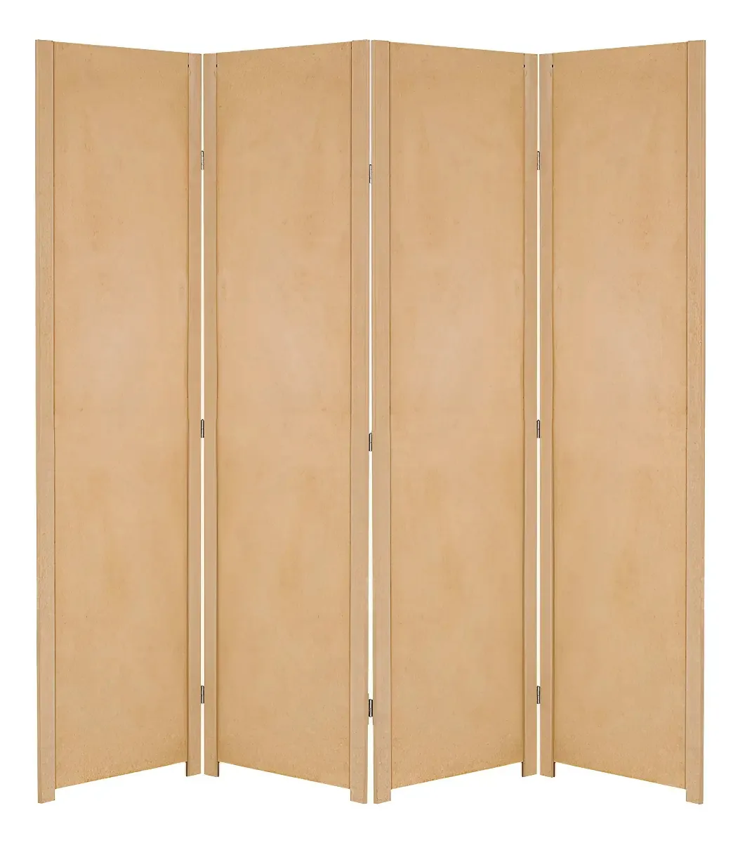 Biombo 4 Folha Divisor Ambiente Madeira Mdf Variado Cor Cru Lisa