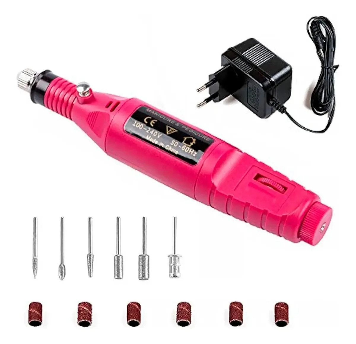 Aparelho De Manicure Rosa Portátil Elétrico Brocas
