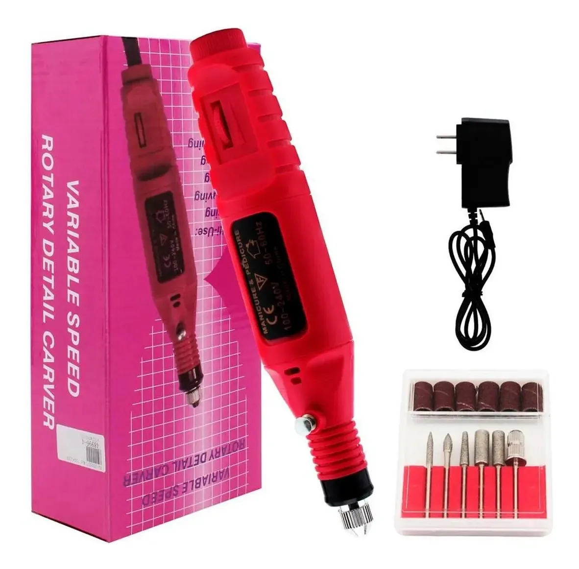 Aparelho De Manicure Elétrico Rosa Recarregável Bivolt