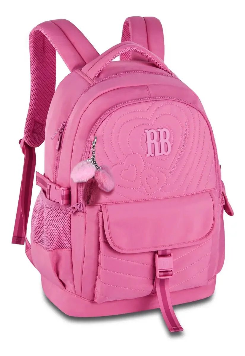 Mochila Rebecca Bonbon De Costas Passeio Juvenil Meninas Cor Rosa Desenho Do Tecido Roxo