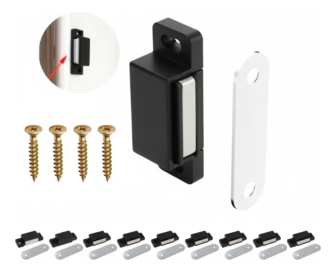 Kit Com 10 Fechos Magnéticos para Portas de Armário Pretos