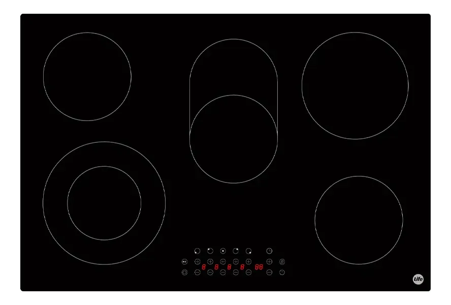 Cooktop Vitroceramico Life 5 Zonas Preto Alta Performance