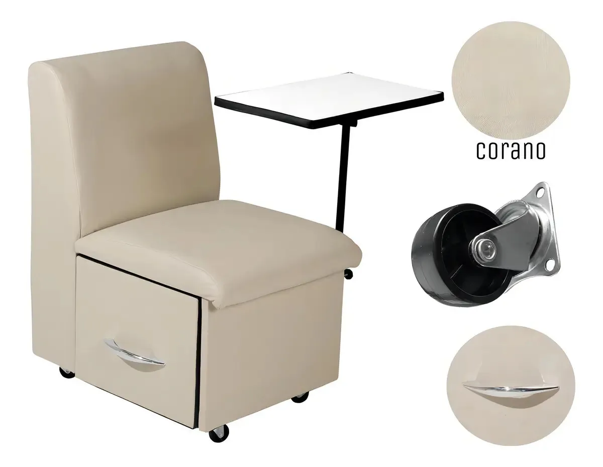 Cadeira Manicure Bandoliny Cinza Acolchoada Ajustável Conforto
