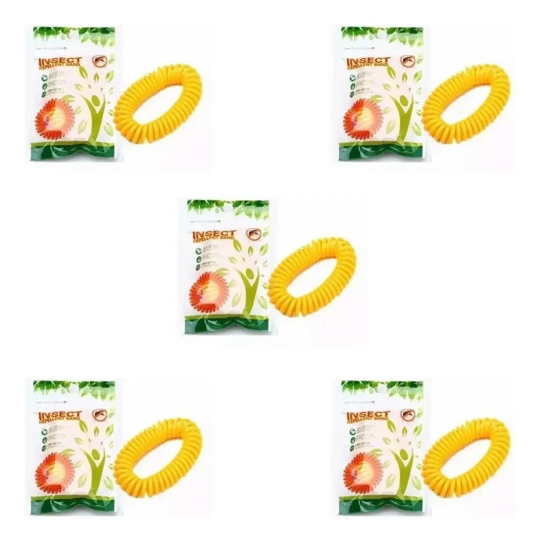 Kit 5 Pulseiras Repelentes Infantil Amarela