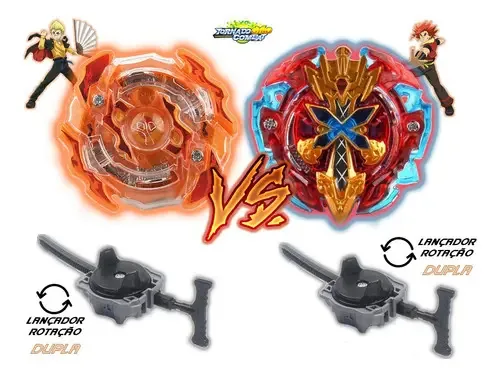 Kit Beyblade Burst com Piões Roktavor e Xcalius e 2 Lançadores