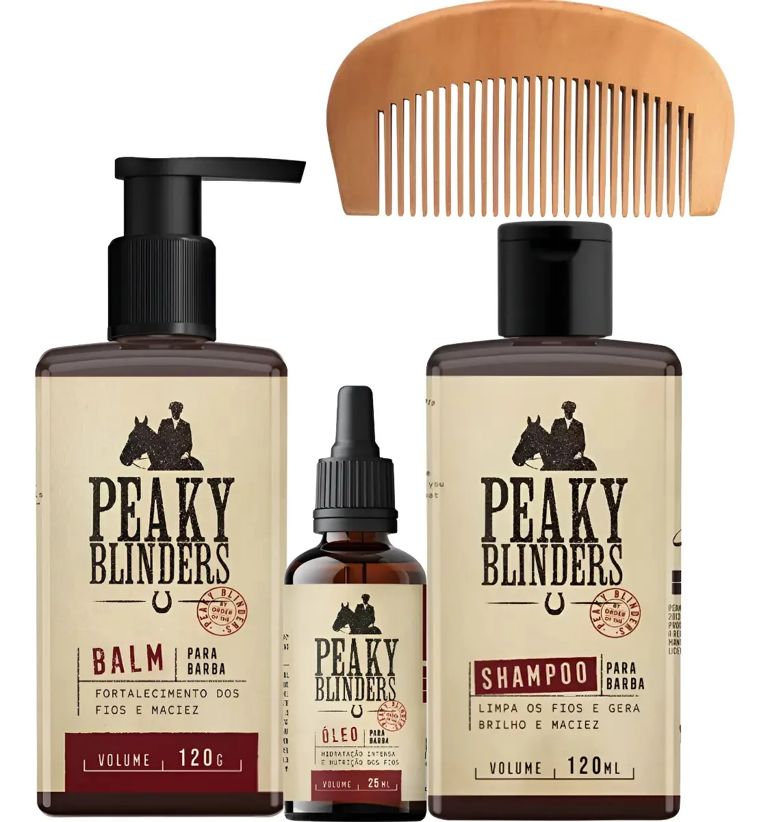 Kit Barba Don Alcides Peaky Blinders 4 Peças com Óleo, Shampoo, Balm e Pente