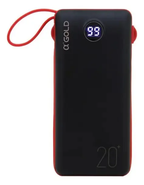 Carregador Portatil Turbo Power Bank 20.000 Mah Cor Preto/vermelho