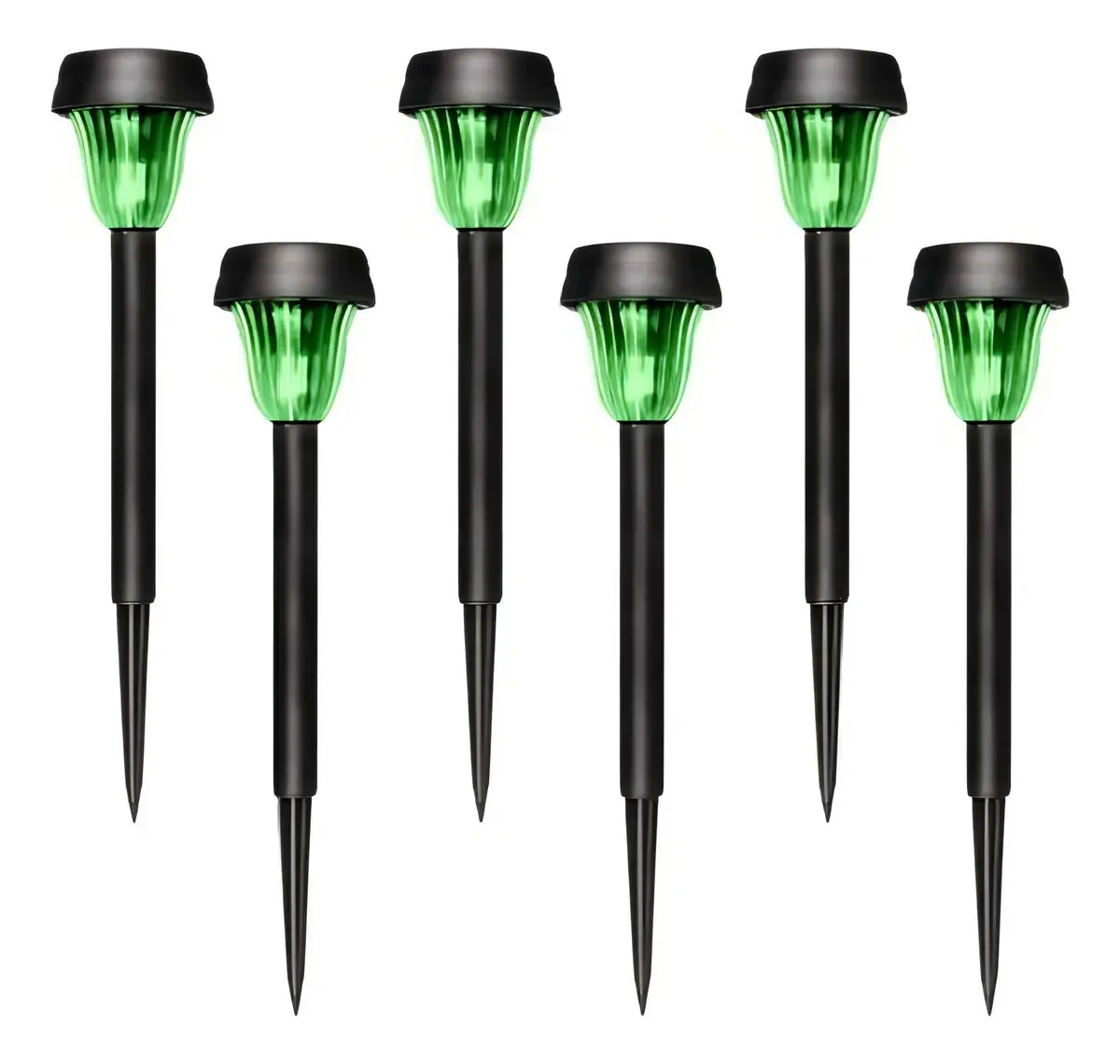 Kit 12 Luminárias Jardim Balizador Led Solar Luz Verde