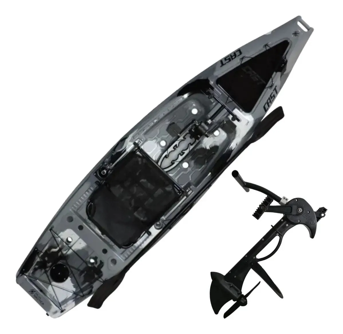 Caiaque Cast Milha Náutica + Pedal Evo Drive Cor Camuflado Cinza