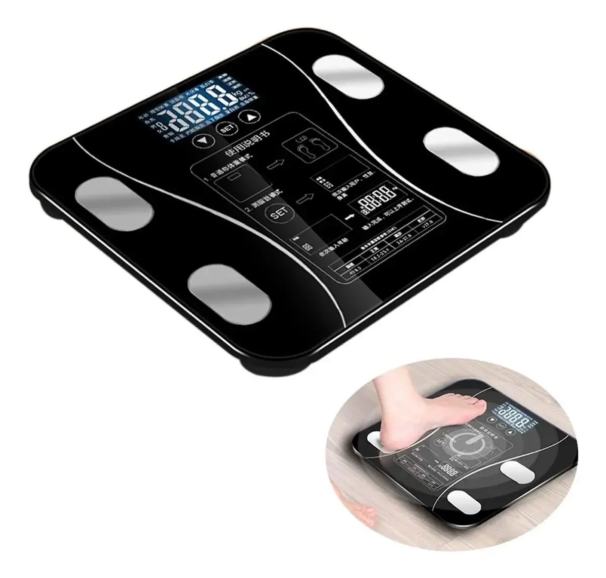 Balança Corporal Bioimpedância Digital Aplicativo Bluetooth