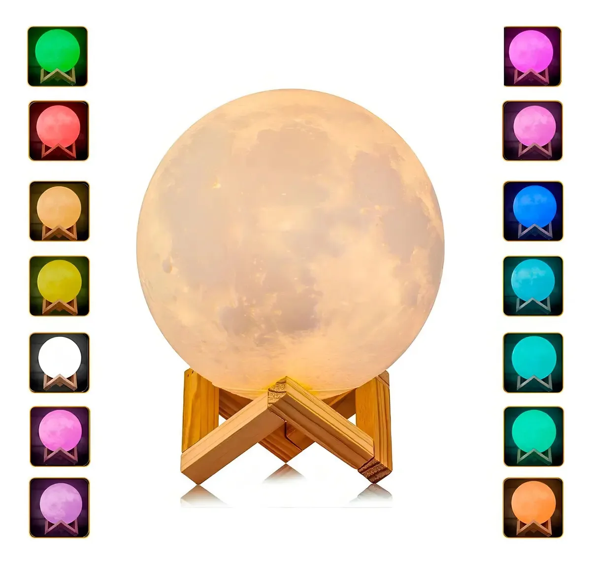 Abajur Lua Cheia 3d Umidificador De Ar E Difusor Aromas Rgb