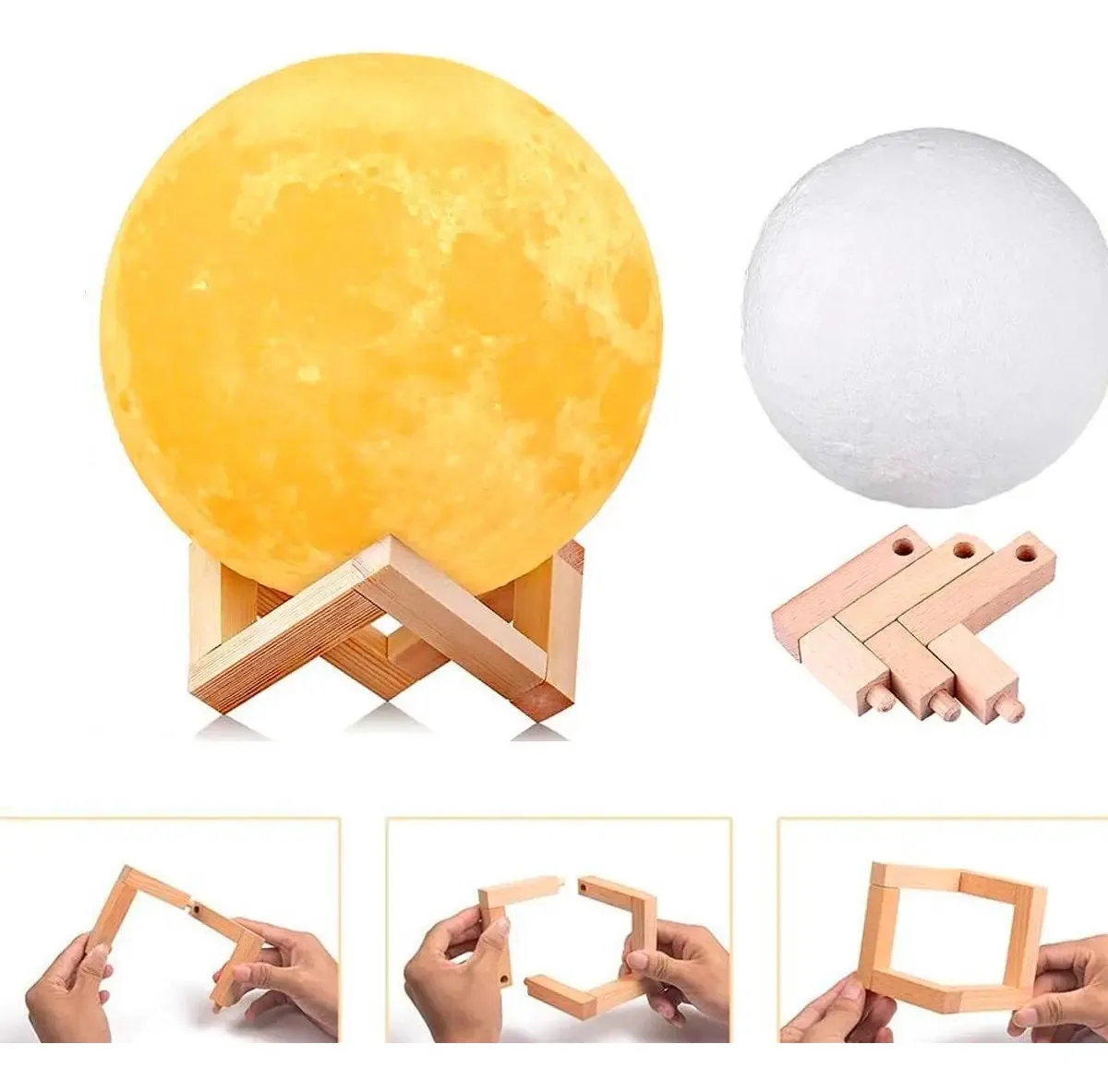 Abajur Lua Cheia 3d Umidificador De Ar E Difusor Aromas Rgb