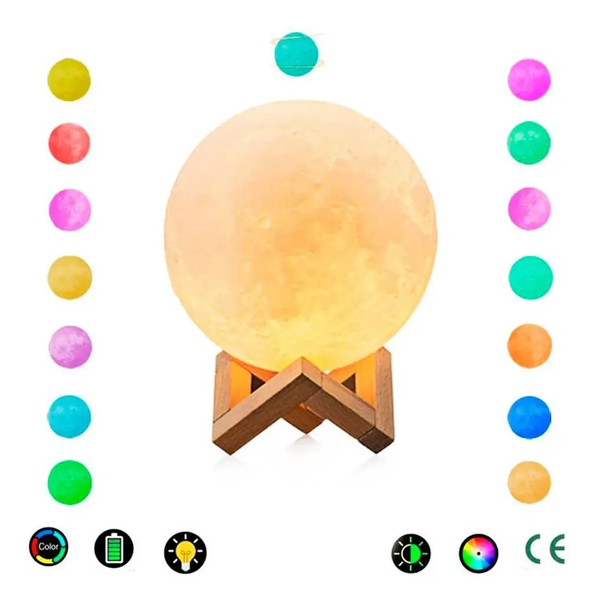 Abajur Lua Cheia 3d Umidificador De Ar E Difusor Aromas Rgb