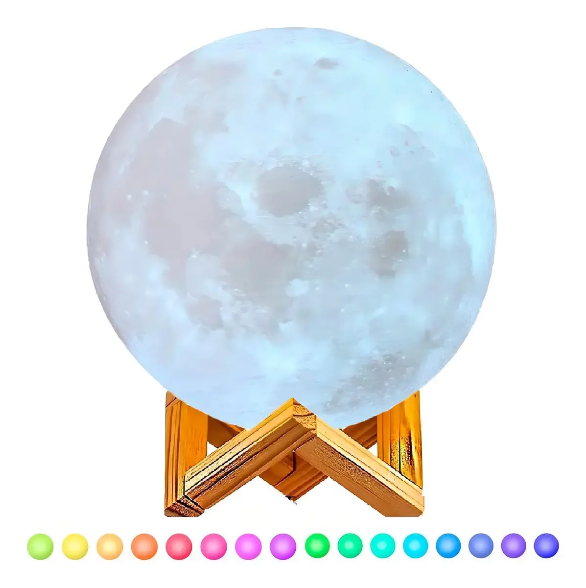 Abajur Lua Cheia 3d Umidificador De Ar E Difusor Aromas Rgb