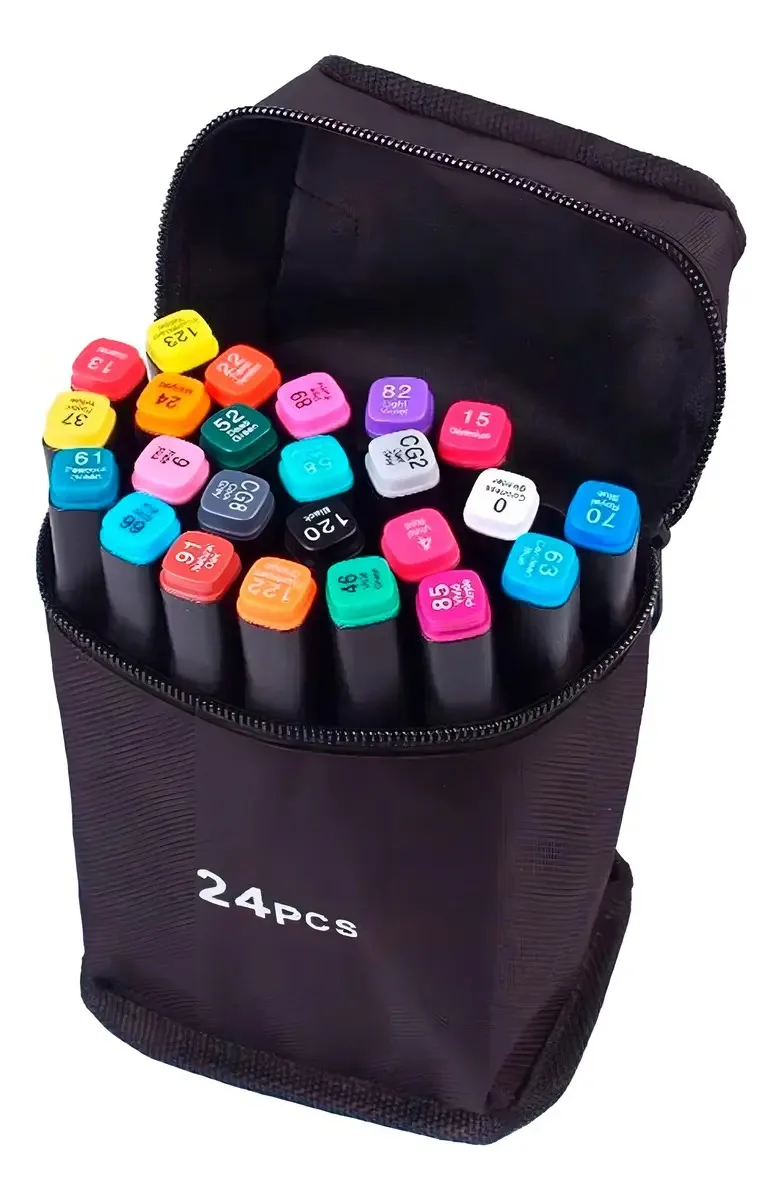 Canetinha Kit 24 Unidades Cores Desenho Escolar E