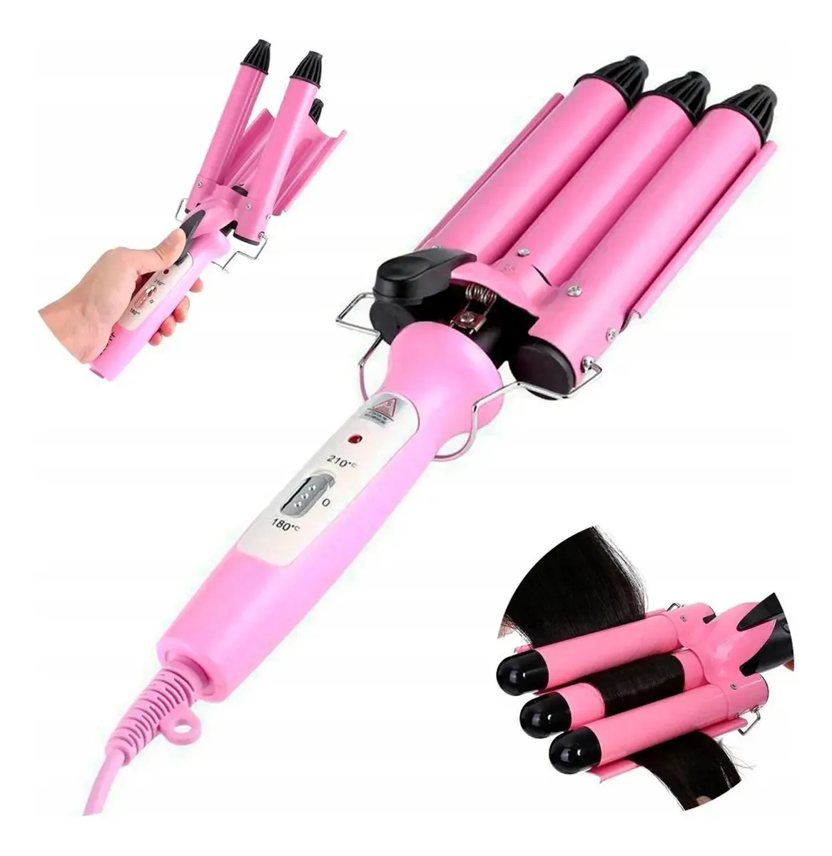 Cacheador Triondas Rosa 25mm Bivolt Cabelo Ondulado