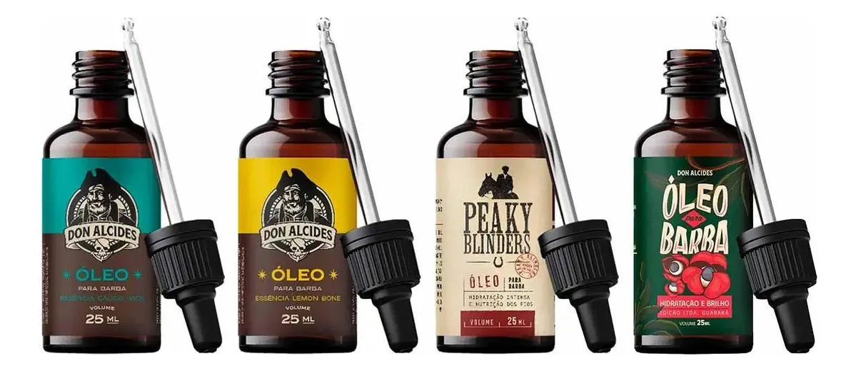 Kit 4x Óleos Barba Calico Lemon Peaky E Guaraná Don Alcides