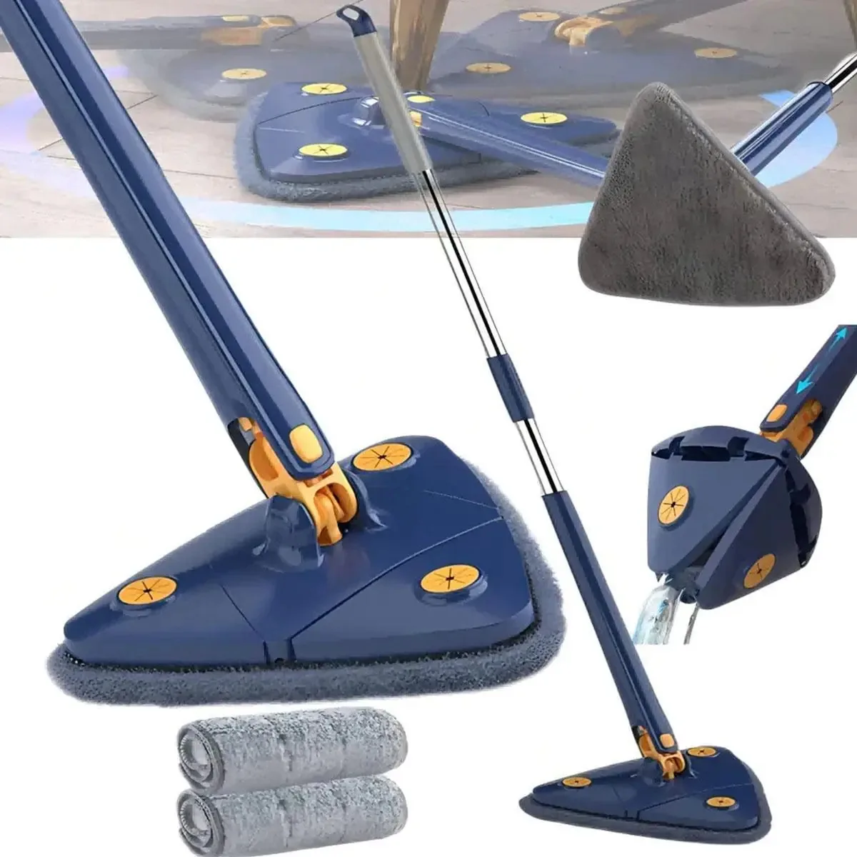 Mop Triangular Giratório Limpeza E Refil Microfibra