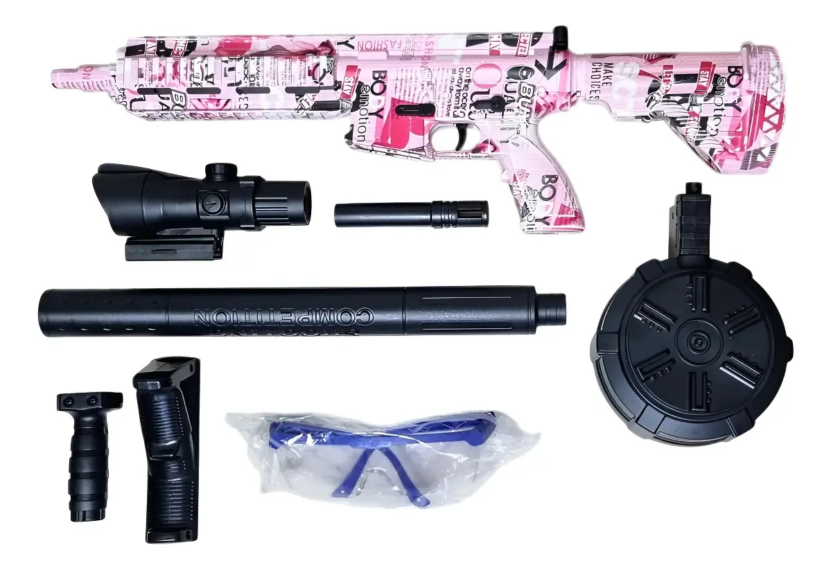 Arminha Gel Completa Recarregável Acompanha Oculos E Munição Cor Rosa