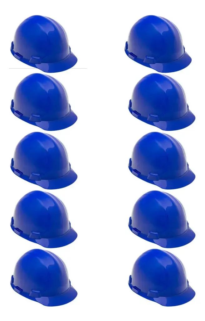 Kit 10 Capacete Segurança C/ Carneira E Jugular Engenheiro Cor Azul