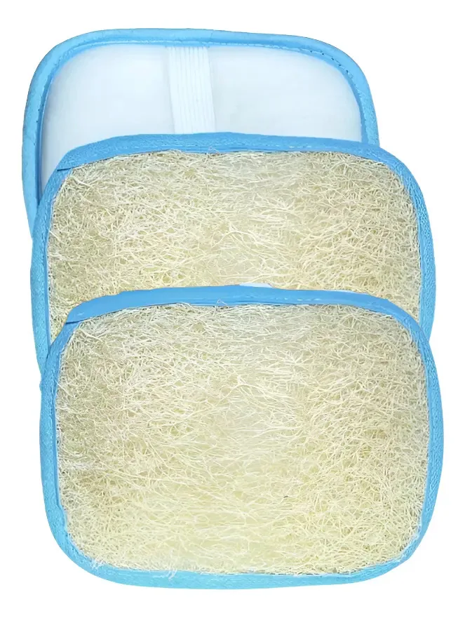 3 Esponjas Bucha Vegetal Com Alça Banho Esfoliação Corporal Sortidas Com Alça