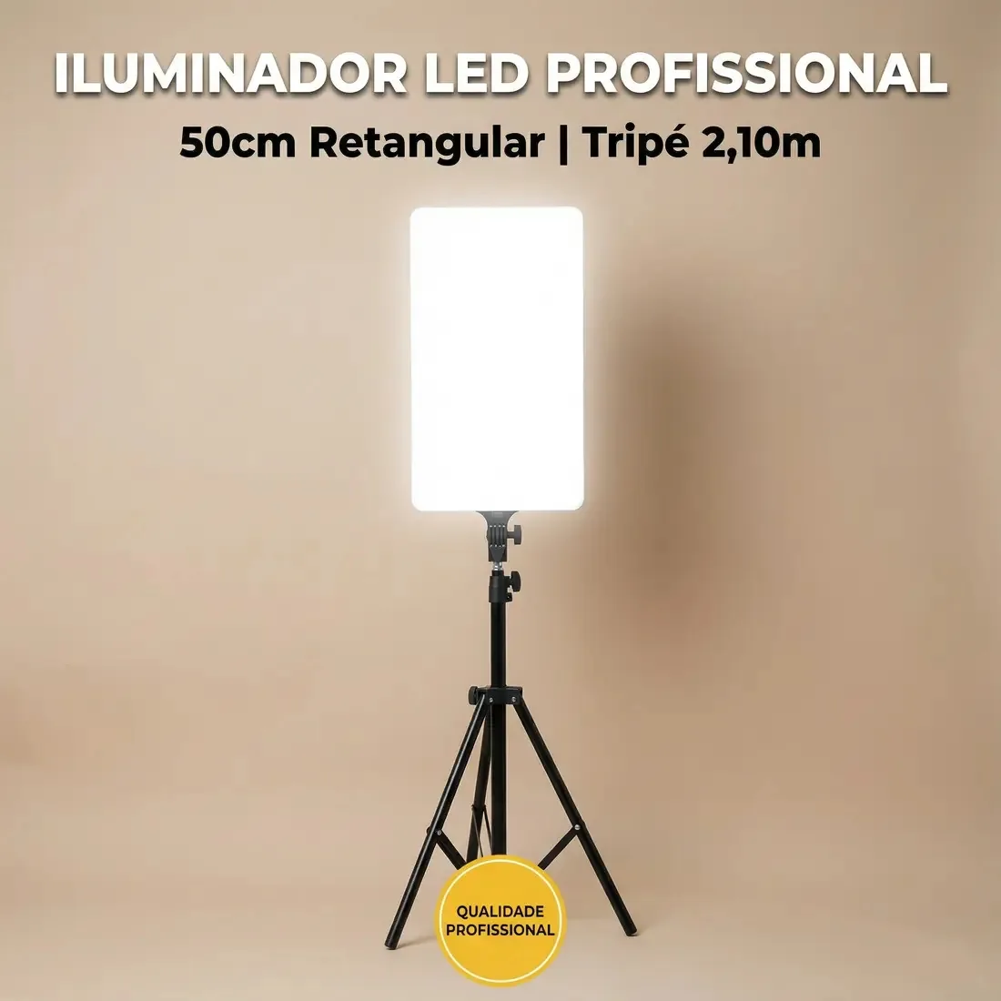 Luz Led Profissional Ring Ligth Kit Completo Controle Remoto 47x27cm Conteúdo Digital Tripé 2,10m