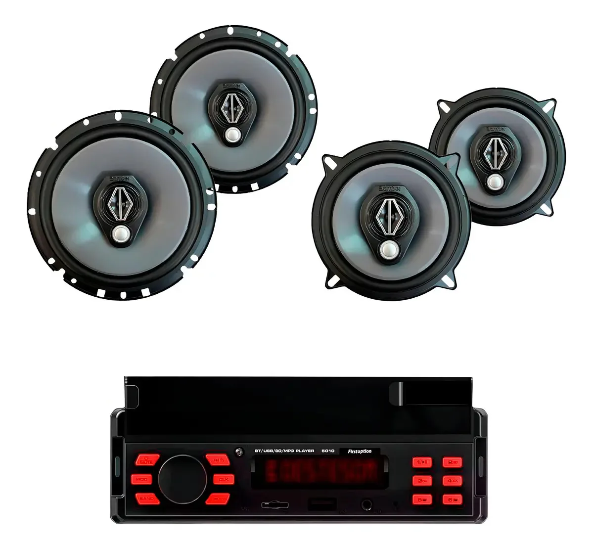 2 Alto Falantes 6 + 2x 5 + Som Automotivo Am/fm 5010