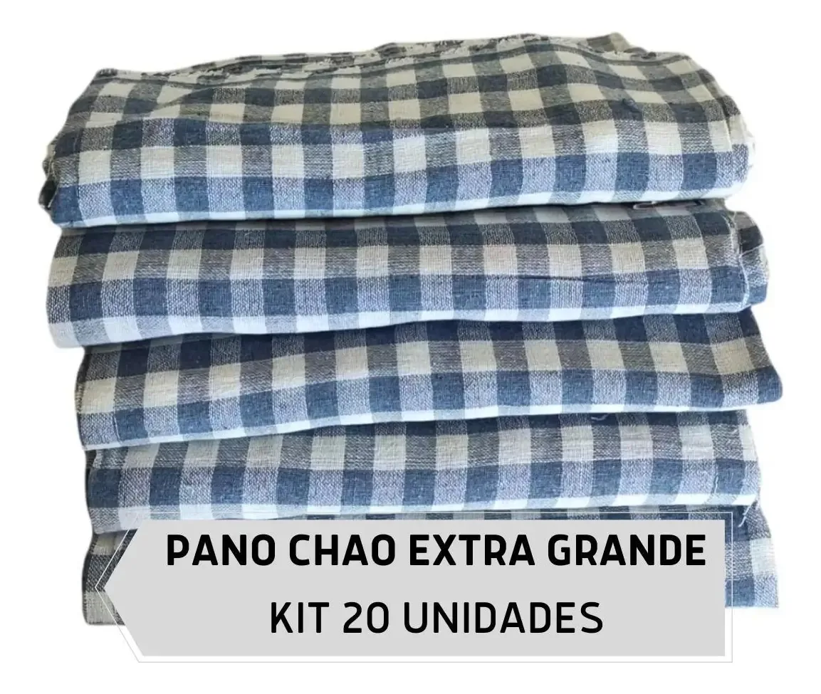 Kit 20 Panos de Chão Xadrez Cialar 65x40cm Azul Limpeza Doméstica