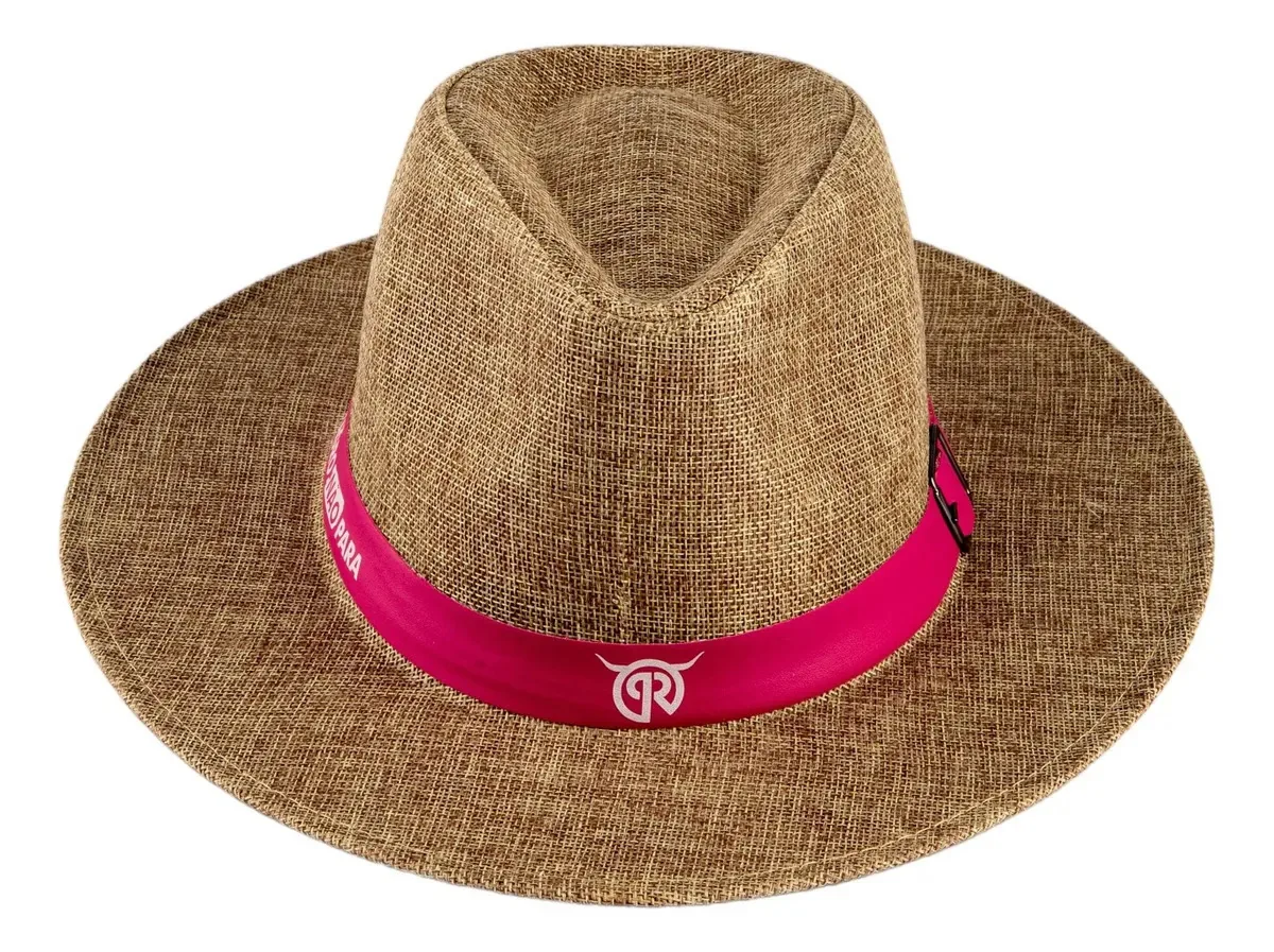 Chapéu Fibra De Bambu O Agro Não Para Pecuária Rural Cor Rosa Tamanho 56 Cm - P