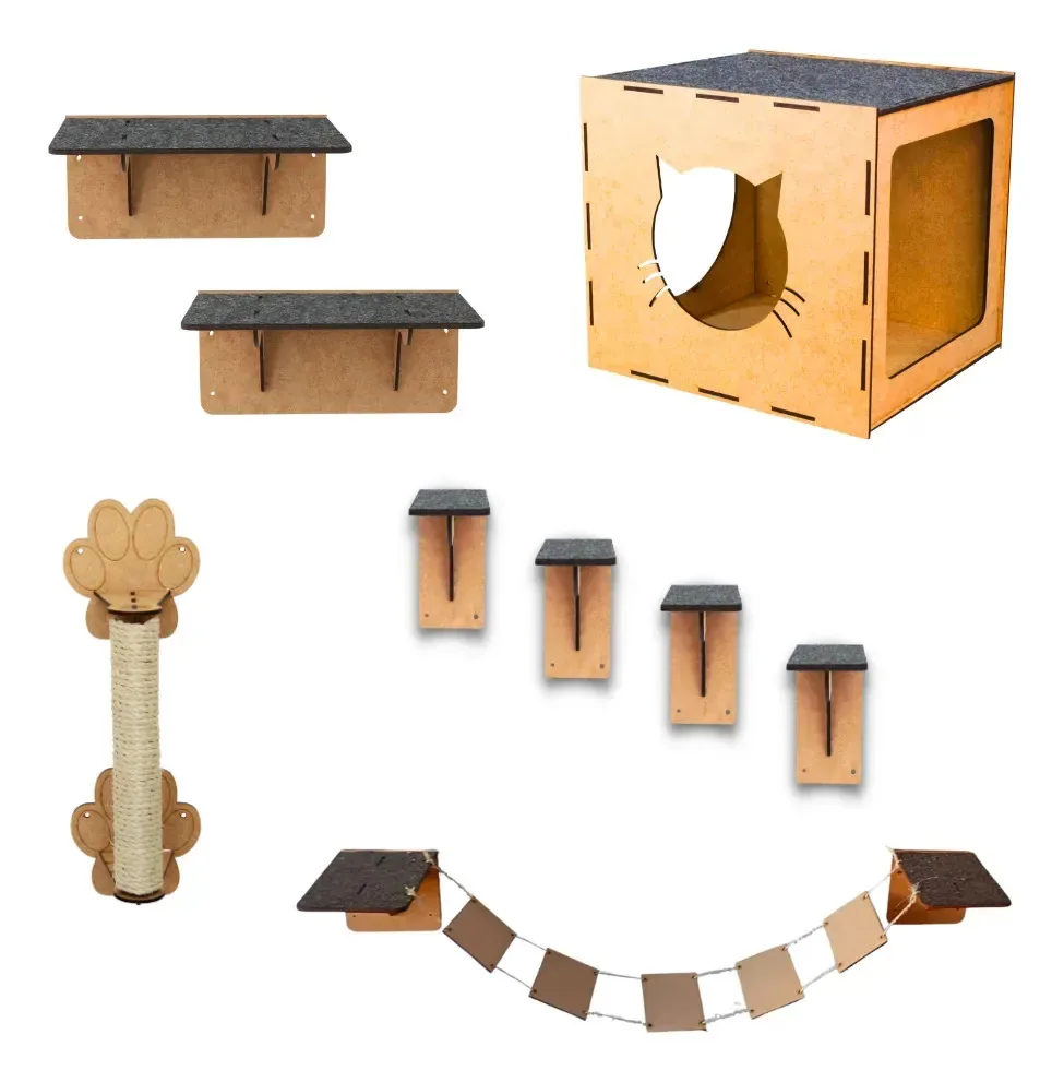 Playground para Gatos Box Fan Suspenso Prateleira Arranhador MDF