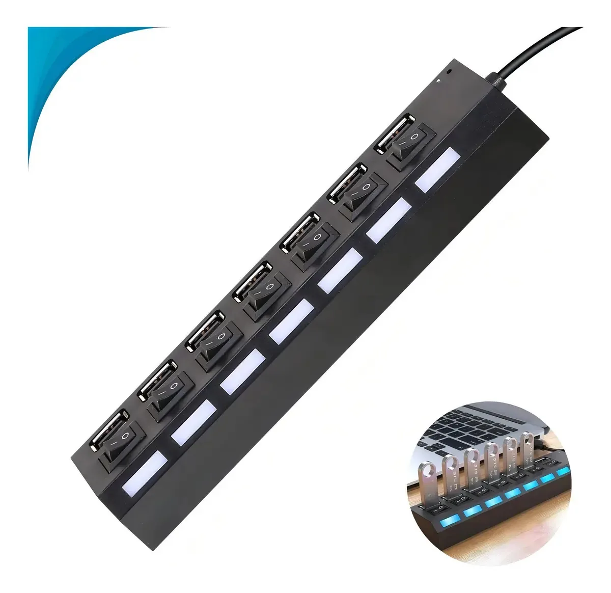 Adaptador Usb 7 Portas Rápida Funcional
