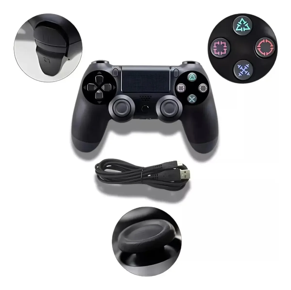 Controle Preto Wireless Fio Compatível Videogame E