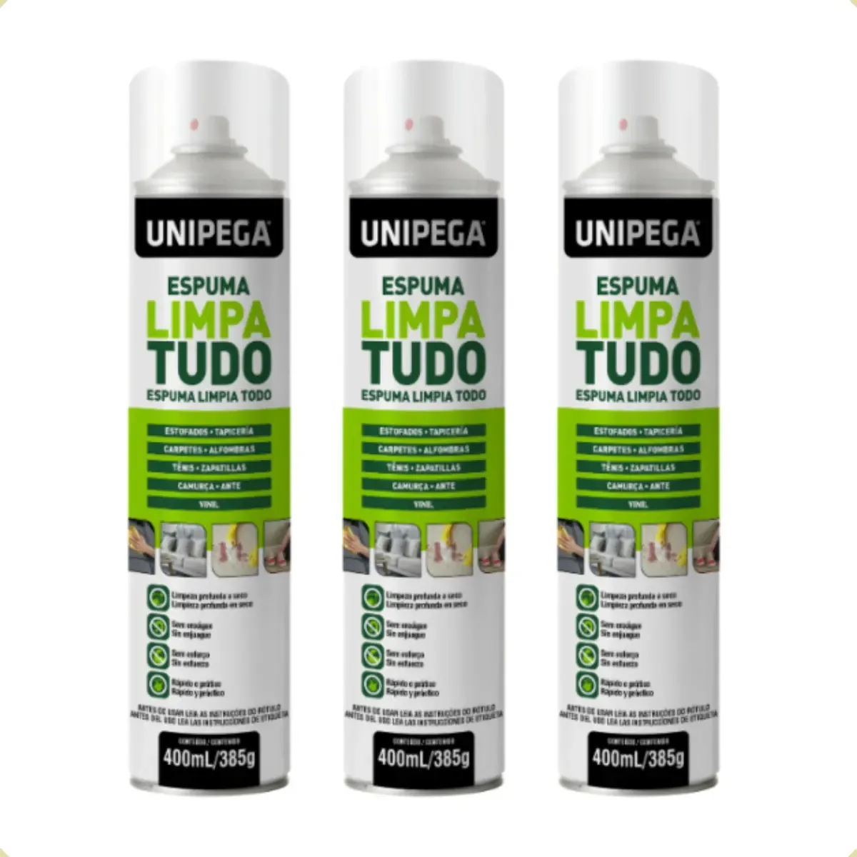 3 Espuma Limpa Tudo Estofados Carpetes Tênis Camurça 400ml