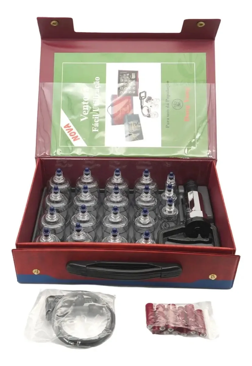 Kit Ventosas 19 Peças Dong Yang Acupuntura com Bomba de Vácuo