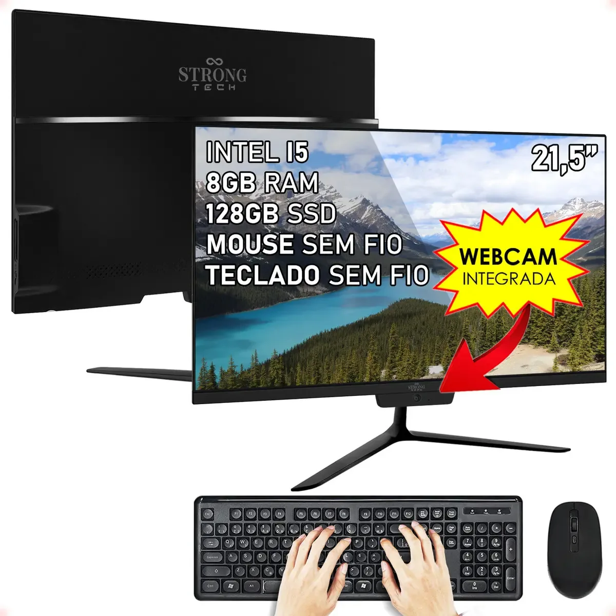 All In One Completo Preto I5 8gb Ssd 128gb 21,5 Strong Tech